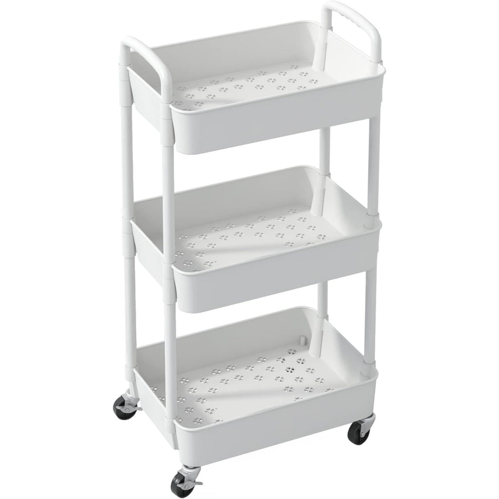 Smart Adjustable Home Storage Rack – durable multi-purpose storage, 3-Tier Plastic Rolling Utility Cart with Handle Multi-Functional Storage Trolley for Office Living Room, designed for American homes, daily convenience and practical gifting
