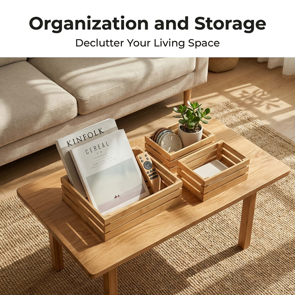 Space-Saving Adjustable Home Storage Rack – durable multi-purpose storage, Bamboo Storage Bins Set Multi-Size Kitchen Pantry Organizer Multi-Functional Storage Boxes for Home Organization, designed for American homes, daily convenience and practical