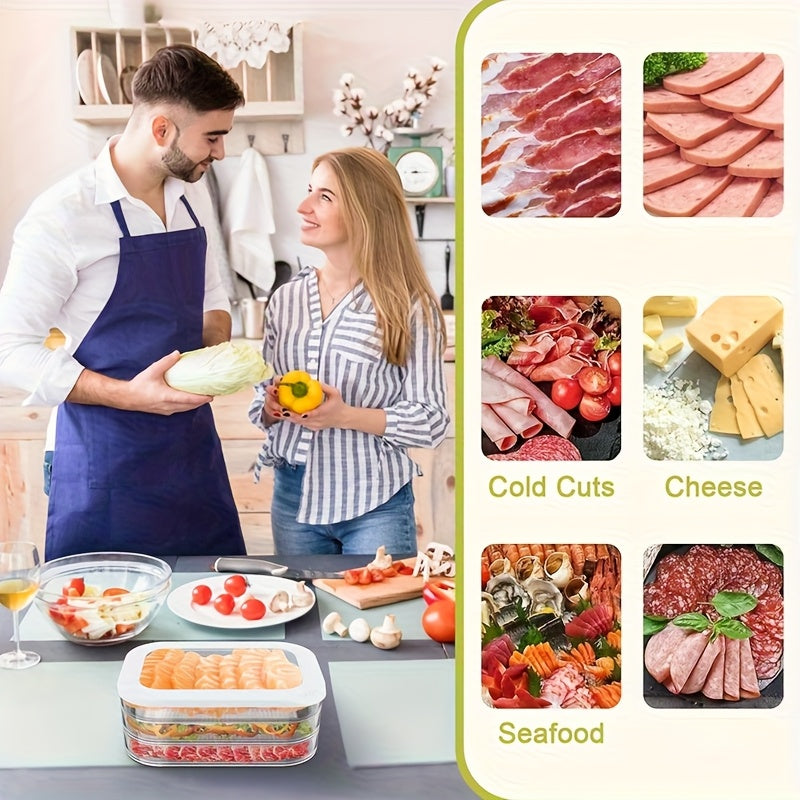 Kitchen Essential – 4-Tier Set of Stackable Refrigerated Containers for Meat with a Lid- Refrigerator Organizer Box, Meat Preservation Container, Ideal for Storing Vegetables, Fruits, And En