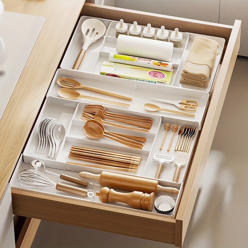 Heavy-Duty Stackable Storage Drawer – smooth-access cabinet organization, Adjustable Kitchen Utensil Tray with Expandable Drawer Organizer Ideal for Forks Spoons Knives And, designed for American homes, daily convenience and practical gifting