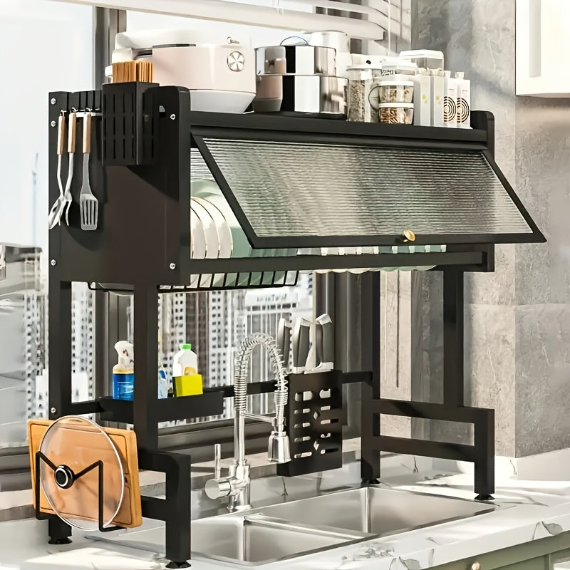Easy-Access Adjustable Home Storage Rack – durable multi-purpose storage, Multi-Tier Drainage Rack Kitchen Sink Countertop Dustproof Storage Storage Bowl Drying Rack Household Chopsticks, designed for American homes, daily convenience and practical g