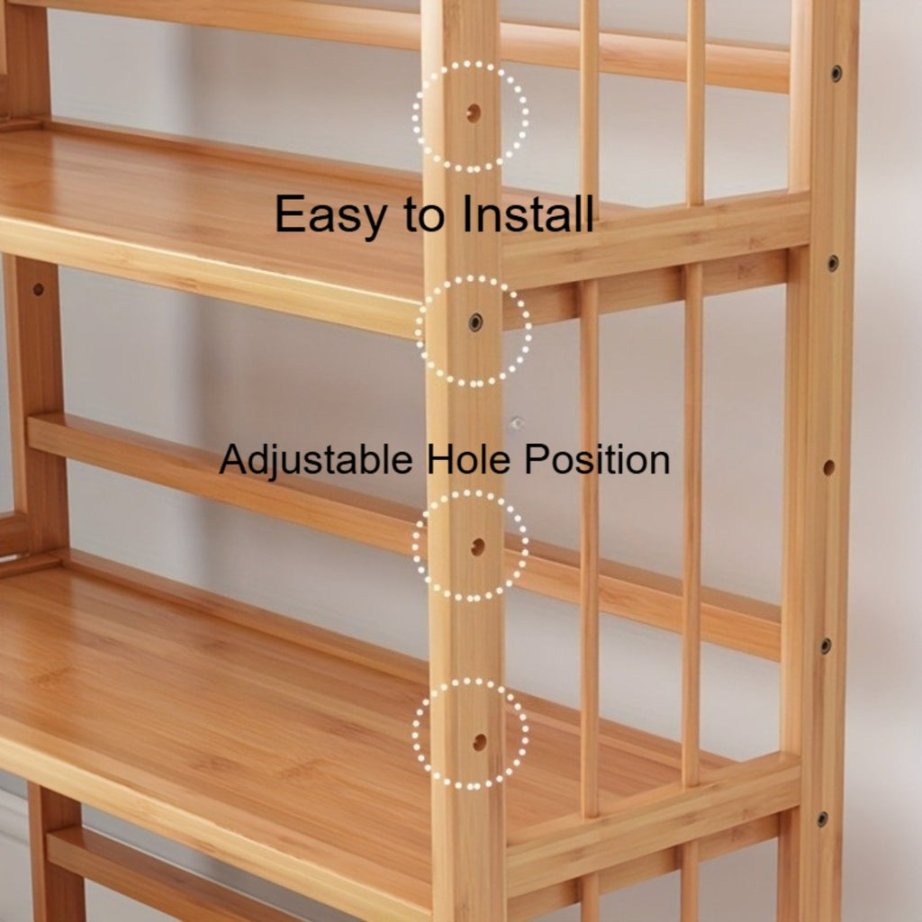 Home Storage Organizer – 5-Tier Multifunctional Bamboo Shelf, Space-Saving Bookshelf And Display Rack for Home Office, Storage Display Shelf, Nordic Minimalist Style, Quick And Easy Assembly
