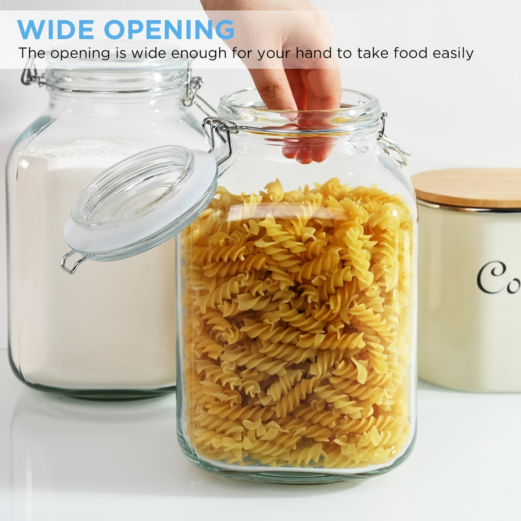 Compact 106 Oz Mason Jar Set – clear reusable pantry storage, 106 Oz Square Glass Jars With Airtight Lid Large Mason Jars Wide Mouth Storage, designed for American homes, daily convenience and practical gifting