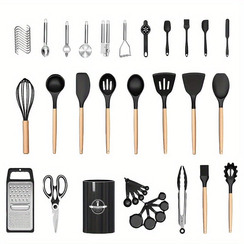 Modern 37/44pcs Kitchen Cookware Set – versatile meal preparation, 37 44pcs Complete Silicone Kitchen Cooking Utensil Set Ultra Cost-Effective All-In-One Kitchen Gadgets High, designed for American homes, daily convenience and practical gifting