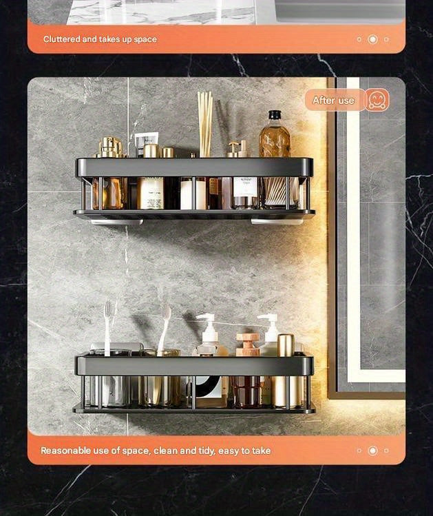 Great Value And Super Easy to Use - 2pcs Shelf Set, Portable Corner Hanging Organization Artifact, Bathroom And Toilet Storage, Very Stable, No Need to Drill Towel Bars, Punch-Free Shelf Sink Wall Storage Rack Kitchen Wall-Mounted Shelf