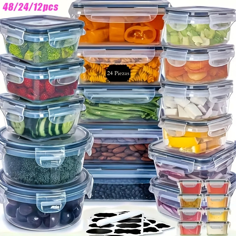 Modern 48/24Pcs Airtight Food Storage Containers – leak-resistant reusable meal prep, Food Storage Container Set 48 24Pcs Food Storage Container Set Fresh-Keeping Boxes Easy-To-Secure Lids, designed for American homes, daily convenience and practical