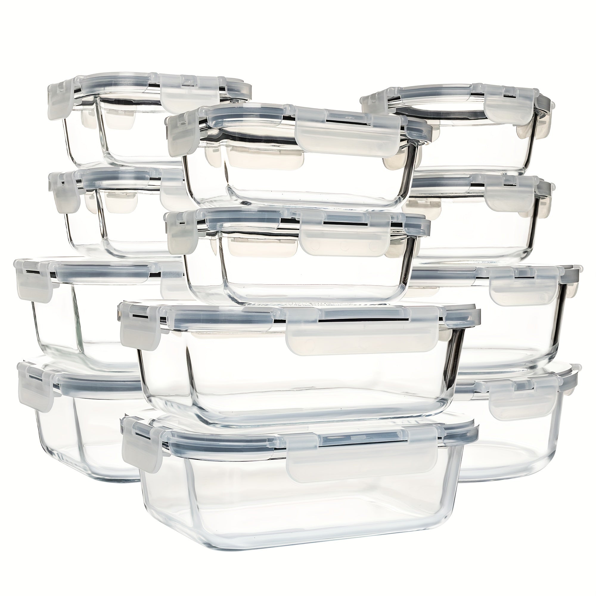 Modern Glass Meal Prep Container Set – leak-resistant reusable meal prep, 24-Piece High Borosilicate Glass Food Storage Containers Set with Leakproof Airtight Lids - Perfect, designed for American homes, daily convenience and practical gifting