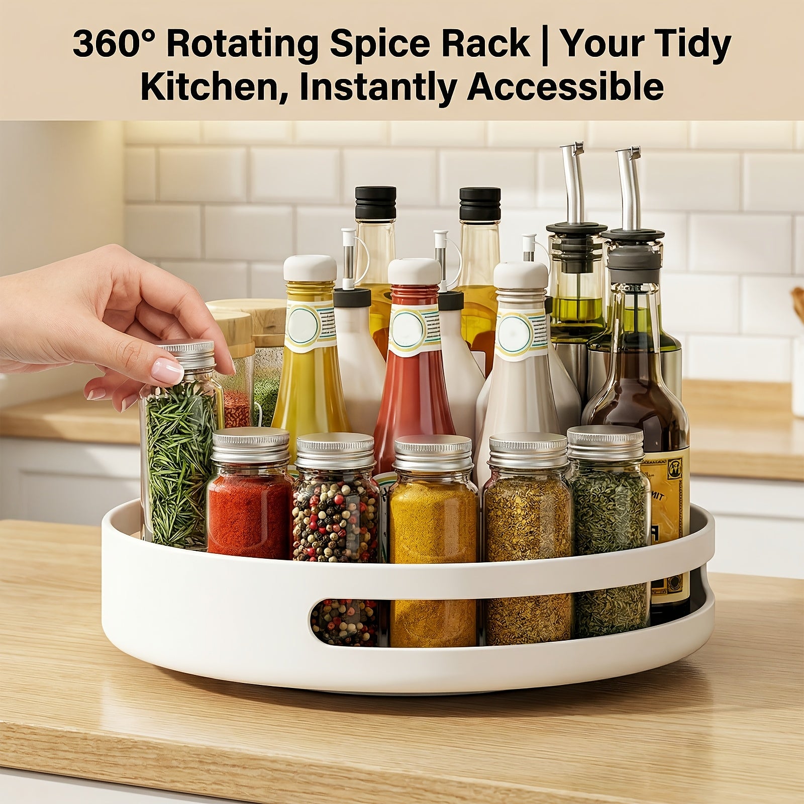 Heavy-Duty Adjustable Home Storage Rack – durable multi-purpose storage, Single Double Rotating Spice Rack Lazy Susan Organizer Household Round Spice Organizer for Cabinet, designed for American homes, daily convenience and practical gifting