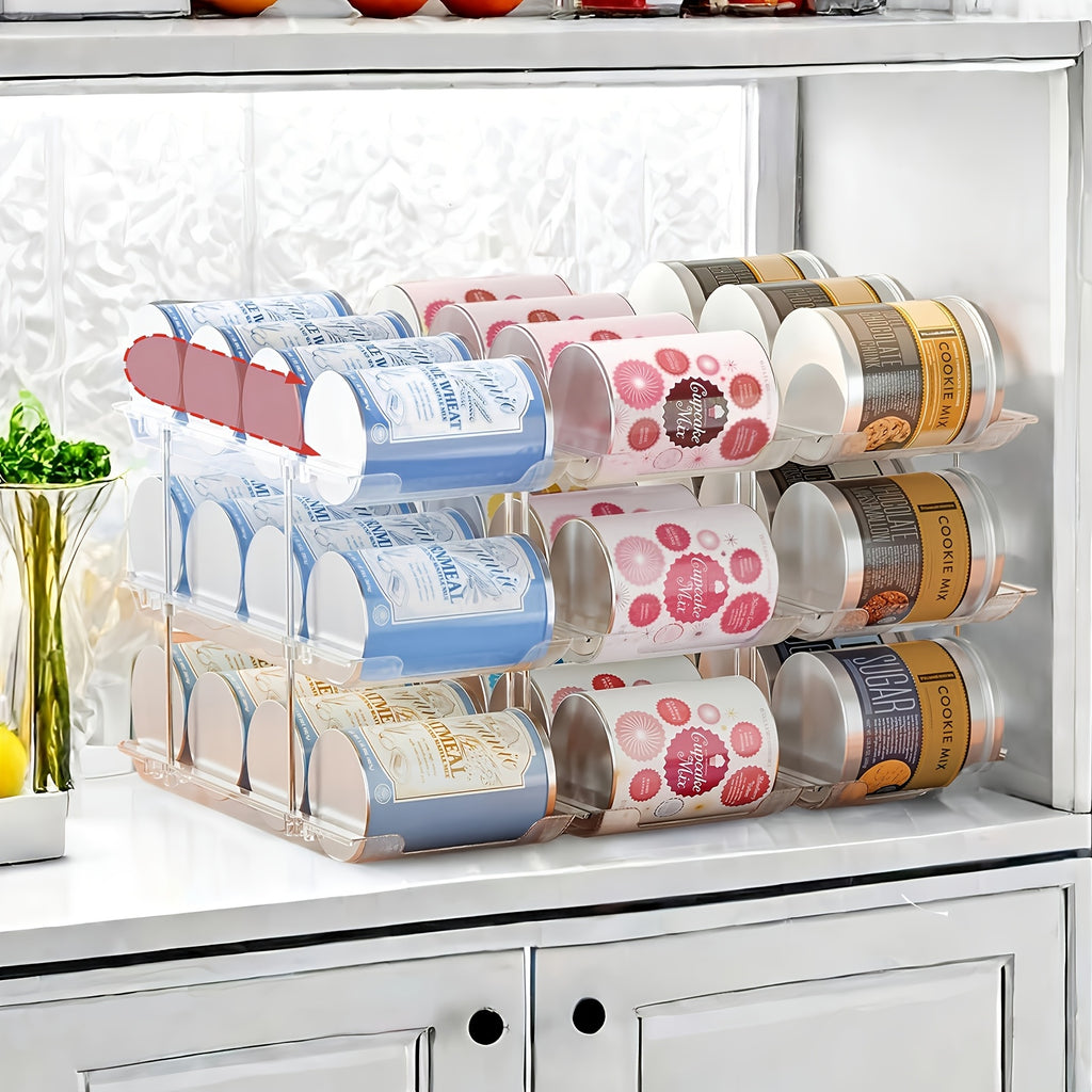 Modern 3pcs Adjustable Home Storage Rack – durable multi-purpose storage, Pantry Can Storage Rack - Holds 36 Cans 3 Tiers 3pcs Auto-Rolling Stackable Can, designed for American homes, daily convenience and practical gifting
