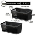 2pcs Magnetic Storage Baskets with Heavy-Duty Carbon Shelf - Magnetic Base Suitable for Washing Machine, Fridge & Laundry Room Organization - Space-Saving Shelving for Detergent, Fabric Softener, Spice Rack (Black), Laundry Baskets