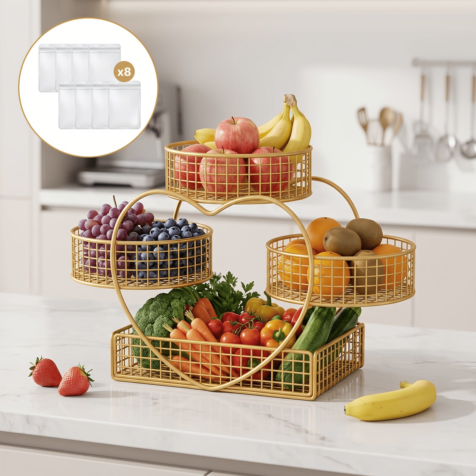 Versatile Home Storage Organizer – space-saving everyday organization, Three-tier Countertop Cosmetic Organizer with 8 Transparent Storage Pouches for Earrings necklaces rings Featuring, designed for American homes, daily convenience and practical gi