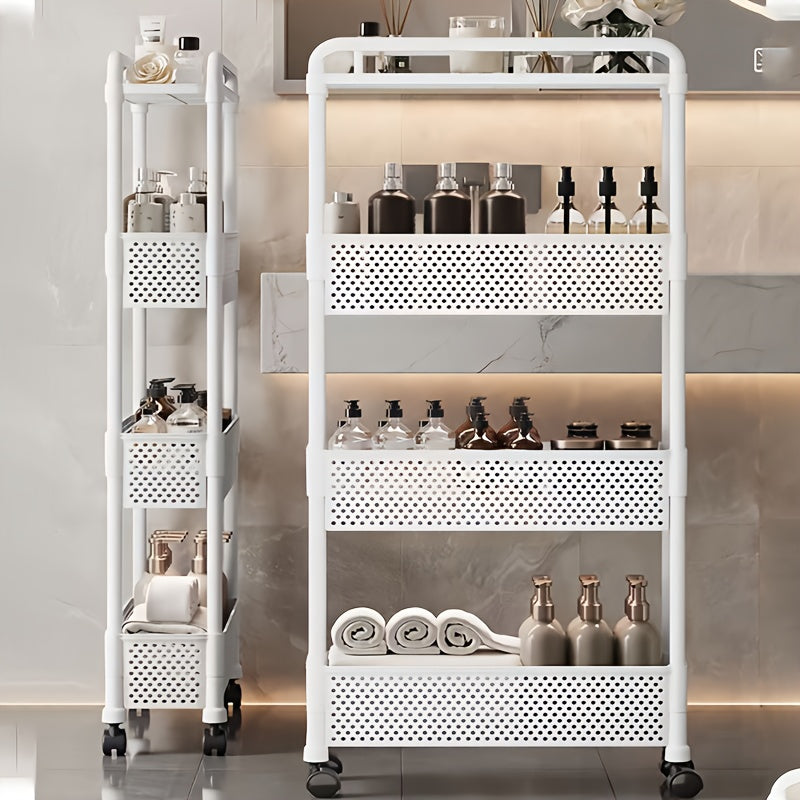 PMMJ Ultra-Slim Storage Rack Fits Bathroom-Kitchen Gaps Perfectly. Features 360° Swivel Casters for Easy Mobility And Multi-Tier Design for Snacks/Essentials. Ideal Mobile Organizer for Living Rooms/Bathrooms The Ultimate Space-Saving Gift