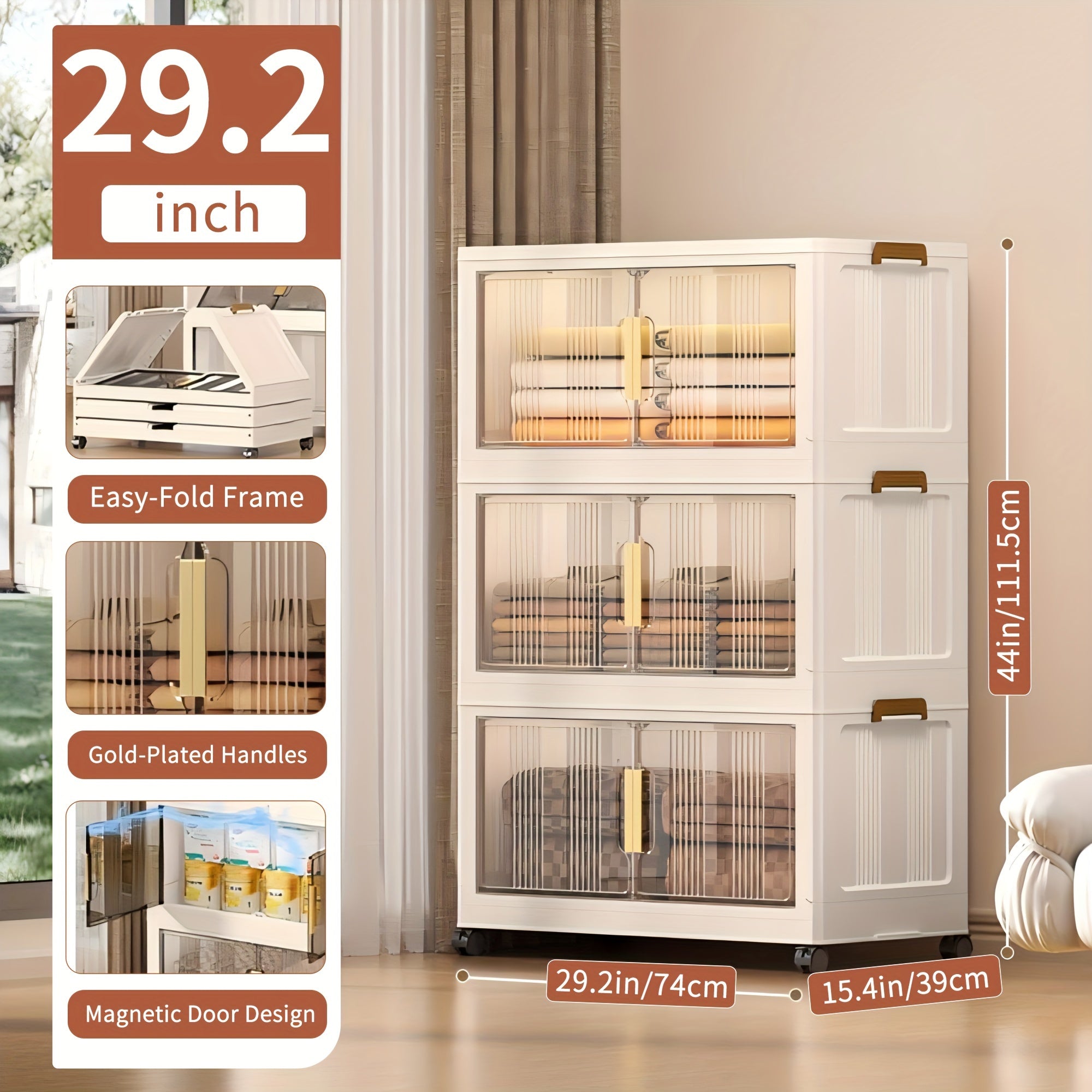 Premium Stackable Home Storage Bins – portable space-saving storage, 3 4 5-Tier Extra Large Folding Storage Cabinet - Plastic Storage Bins with Lids, designed for American homes, daily convenience and practical gifting