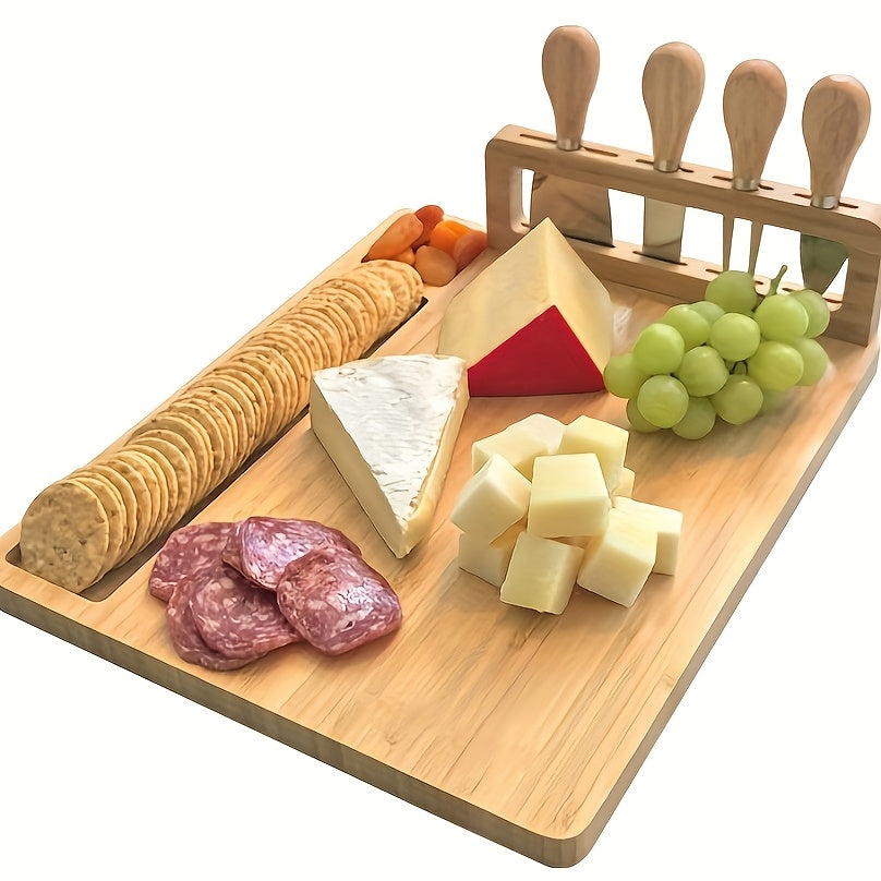 Compact Bamboo Cutting Board Set – durable food prep and serving, A Cheese Platter Innovative Cheese Board And Cutlery Set Made from Wood Perfect for, designed for American homes, daily convenience and practical gifting