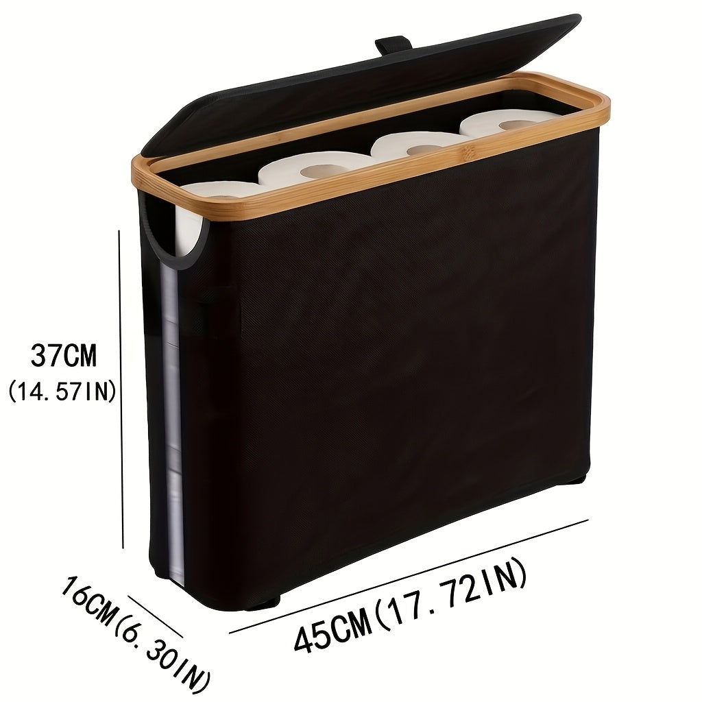 Toilet Paper Holder – Foldable Toilet Paper Storage Basket with Lid Dustproof Visible Fabric Tissue