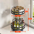 2-Tier Rotating Spice Organizer: 360° Adjustable Metal Turntable for Seasoning Jars & Condiments - Space-Saving Kitchen Storage Solution for Countertops & Cabinets