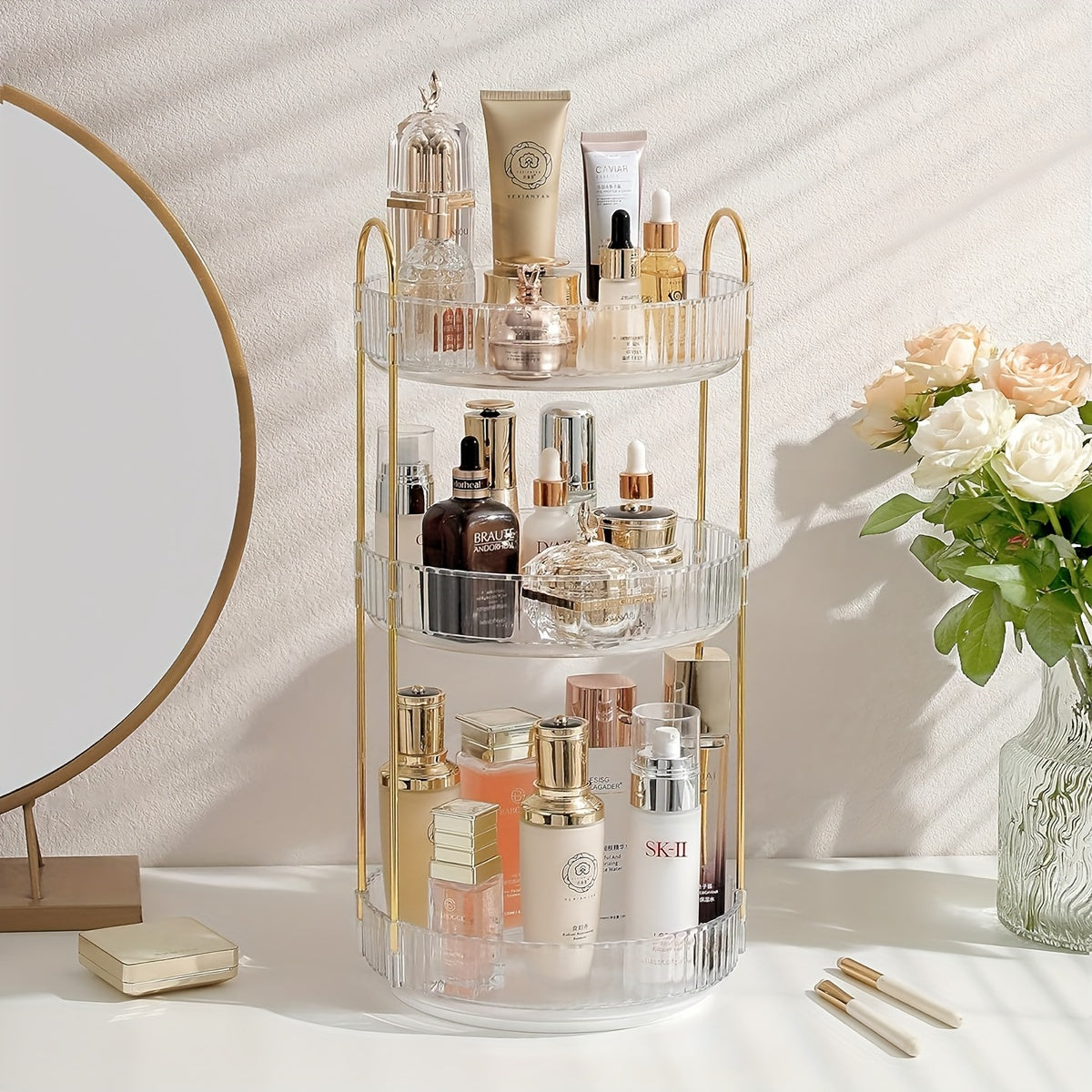 Modern 3Tier Home Storage Organizer – space-saving everyday organization, 3Tier Height Adjustable Seasoning Organizer Lazy Rotating Turntable Spice Organization for Table Top Pantry, designed for American homes, daily convenience and practical giftin