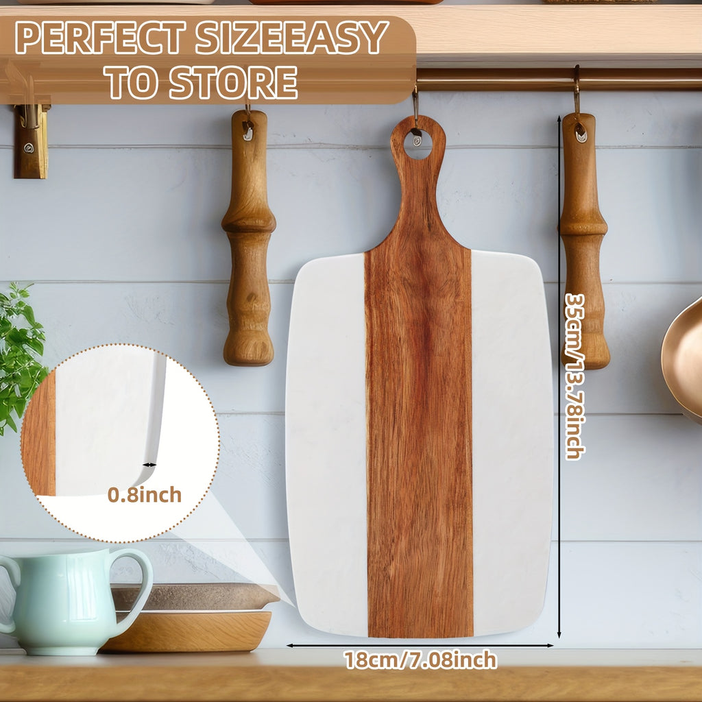 Versatile 6pcs Kitchen Cutting Board – durable food prep and serving, 6pcs Wood Cutting Board Set Acacia Wooden and Marble Charcuterie Board with Handle Serving, designed for American homes, daily convenience and practical gifting