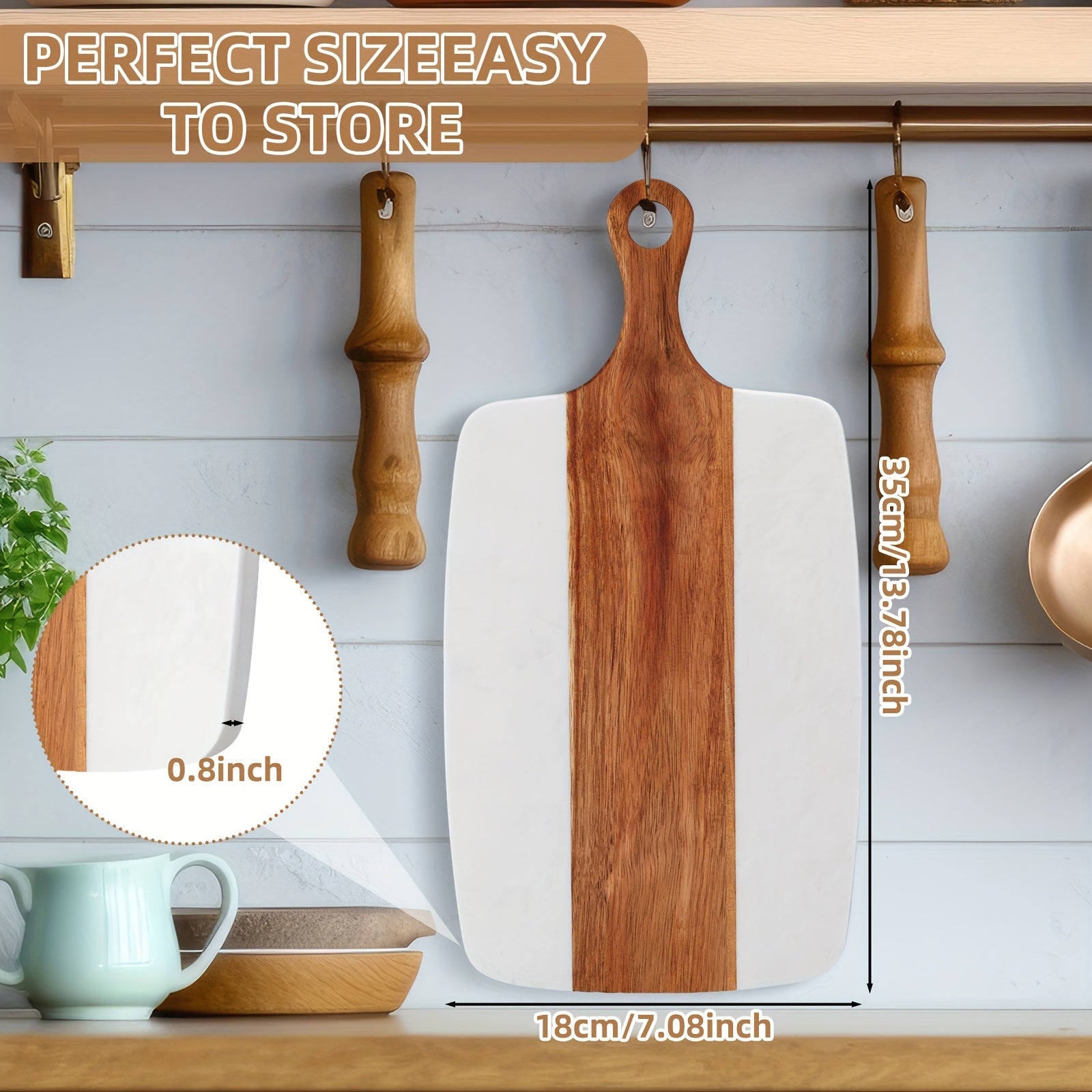 Versatile 6pcs Kitchen Cutting Board – durable food prep and serving, 6pcs Wood Cutting Board Set Acacia Wooden and Marble Charcuterie Board with Handle Serving, designed for American homes, daily convenience and practical gifting