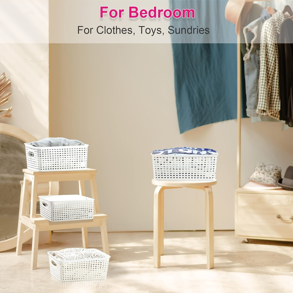 Storage Bins – 6/10 Pack Plastic Storage Baskets with Lids, Storage Boxes for Organization, Stack