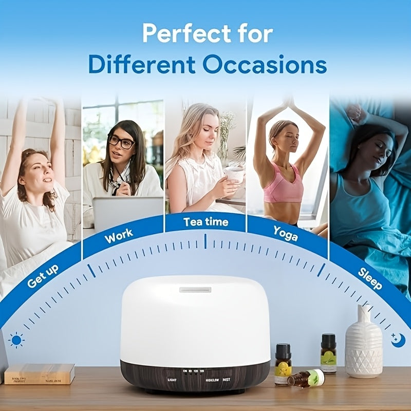 Essential Oil Diffuser 16.91oz with 10 Essential Oils, Diffuser Sprayer, 7 Color LED Light Diffuser for Home Office Bedroom (Size: 6.7" L X 6.7" W X 4.7" H), Home Lamps