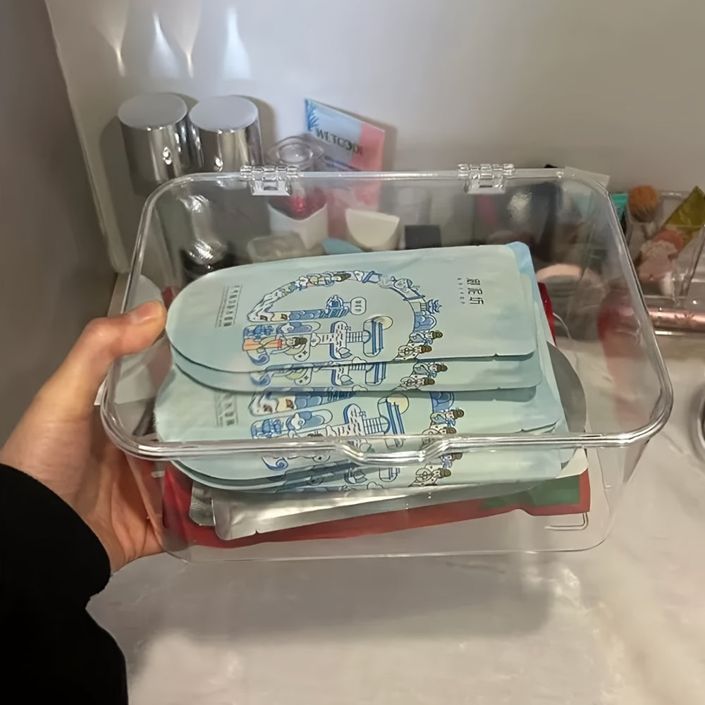 1-6pcs Transparent Storage Boxes with Lids, Stackable Storage Box, Home Office Accessories Organizer, Large Storage Bins for Kitchen Food, Cosmetics, Makeup, Phone Case, Stationery, Perfume Organizer, Valentines Gift For Lovers