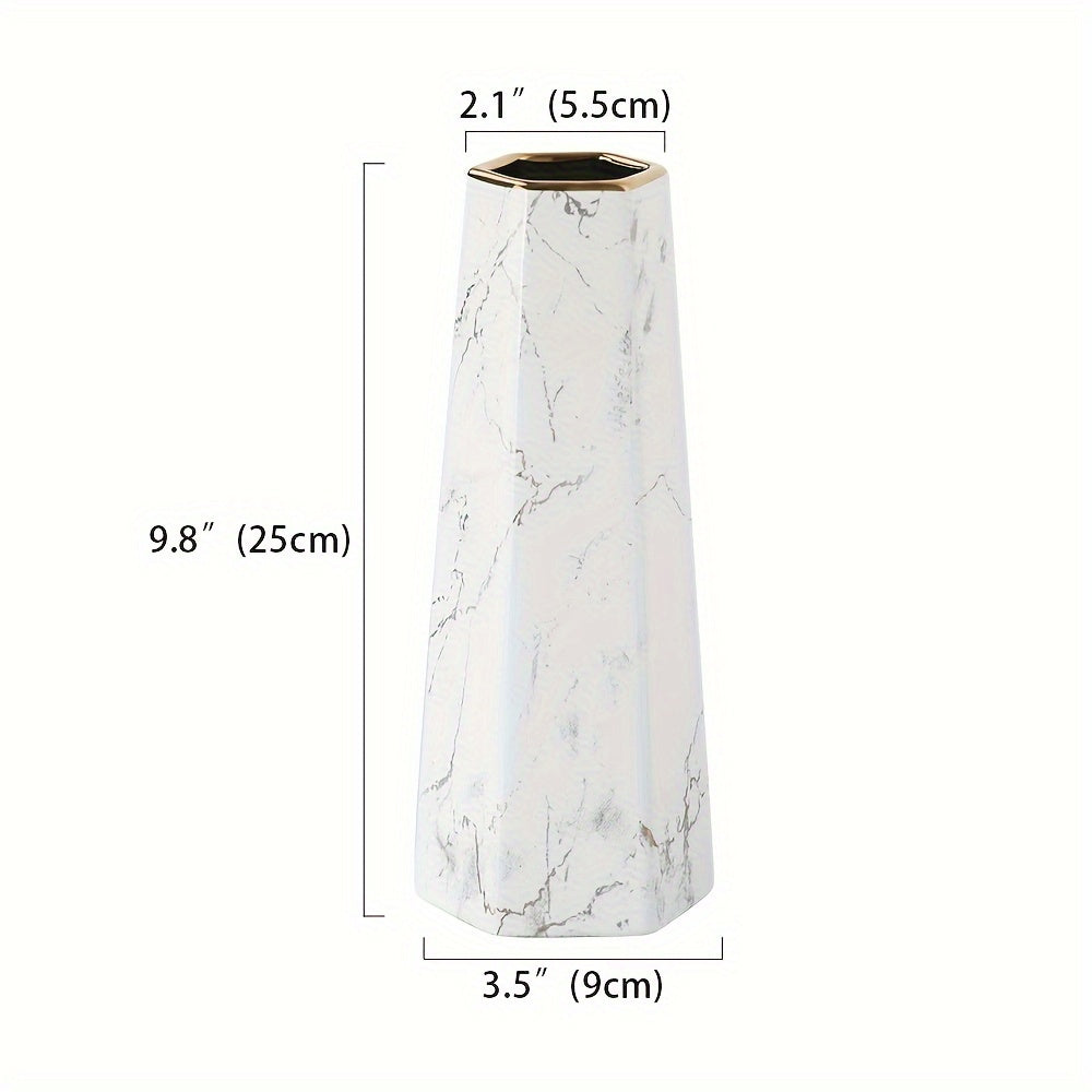 Compact Ceramic Flower Vase – tabletop floral display and modern home decor, White Gold Green Gold Finish Marble Ceramic Flower Vase Home Decor Vase And Table, designed for American homes, daily convenience and practical gifting