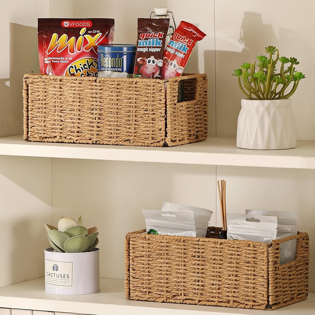 Premium 1/2/4 Pack Adjustable Home Storage Rack – durable multi-purpose storage, 1 2 4 Pack Boho Style Paper Rope Storage Baskets - Open-Top Woven Organizer, designed for American homes, daily convenience and practical gifting