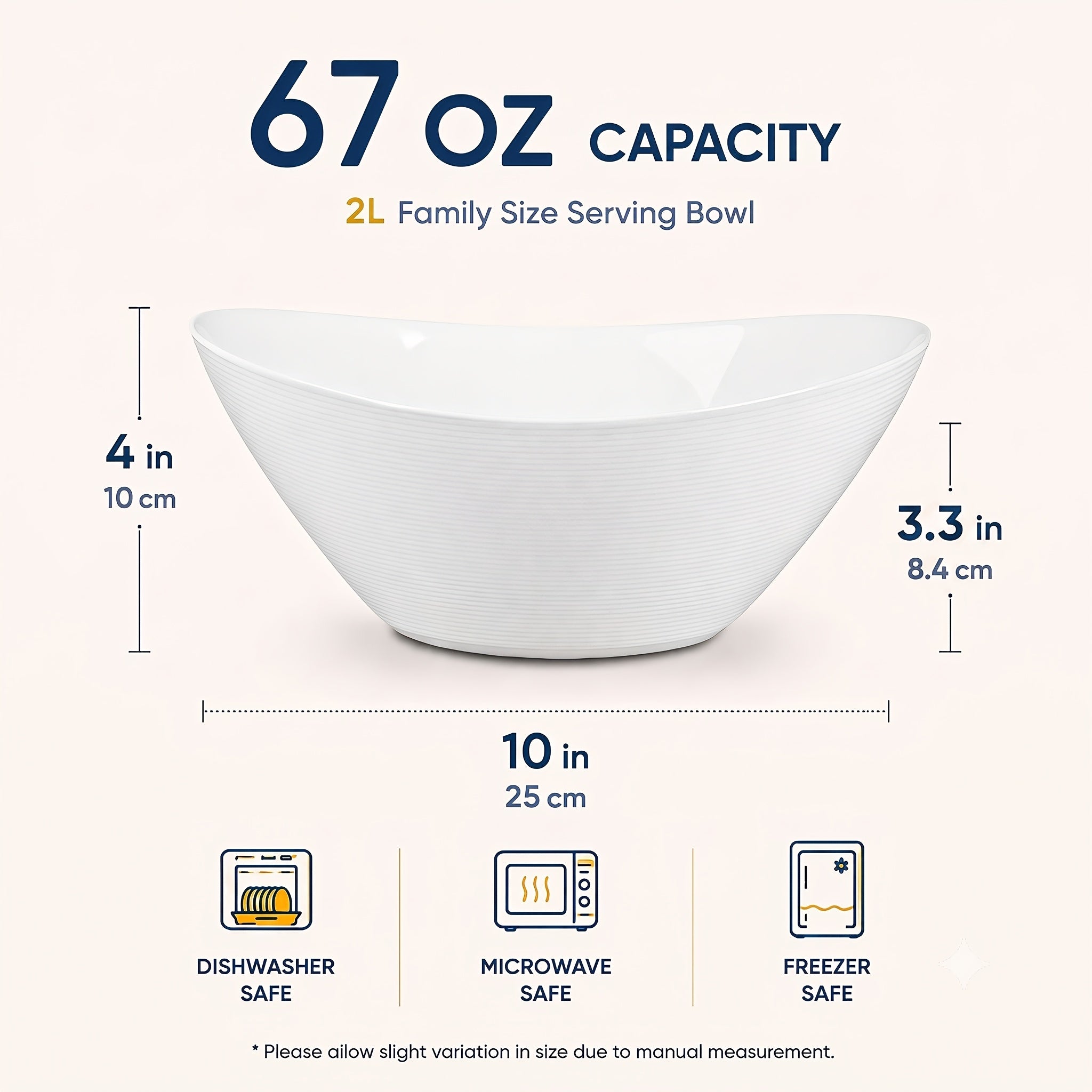Easy-Access 2pcs Decorative Home Lighting – warm functional room lighting, 2pcs 67oz Lightweight Opal Glass Salad Serving Bowls - 10 Large White Oval Dishes, designed for American homes, daily convenience and practical gifting