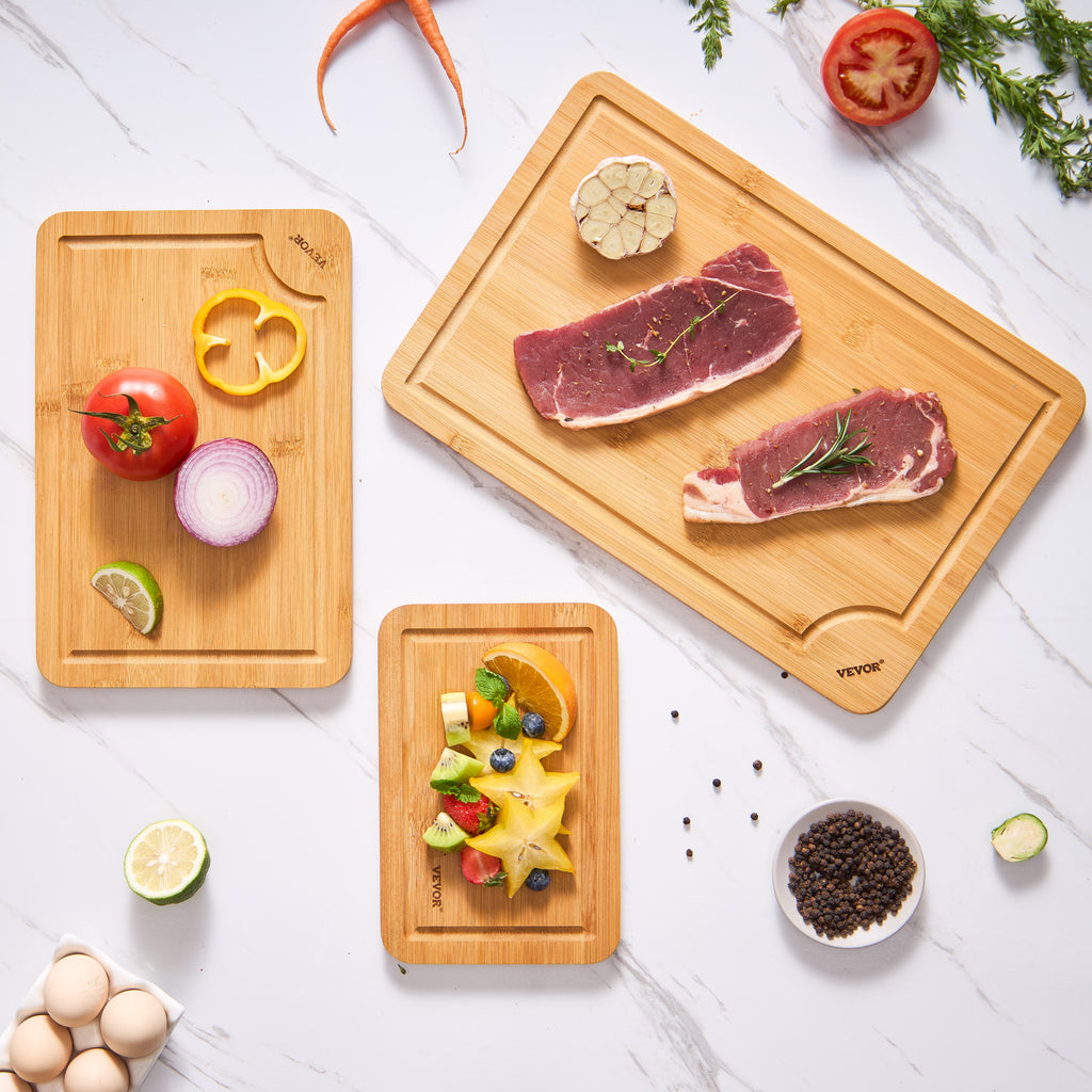 VEVOR Bamboo Cutting Board Premium Versatile Cut Board with Built-in Handle