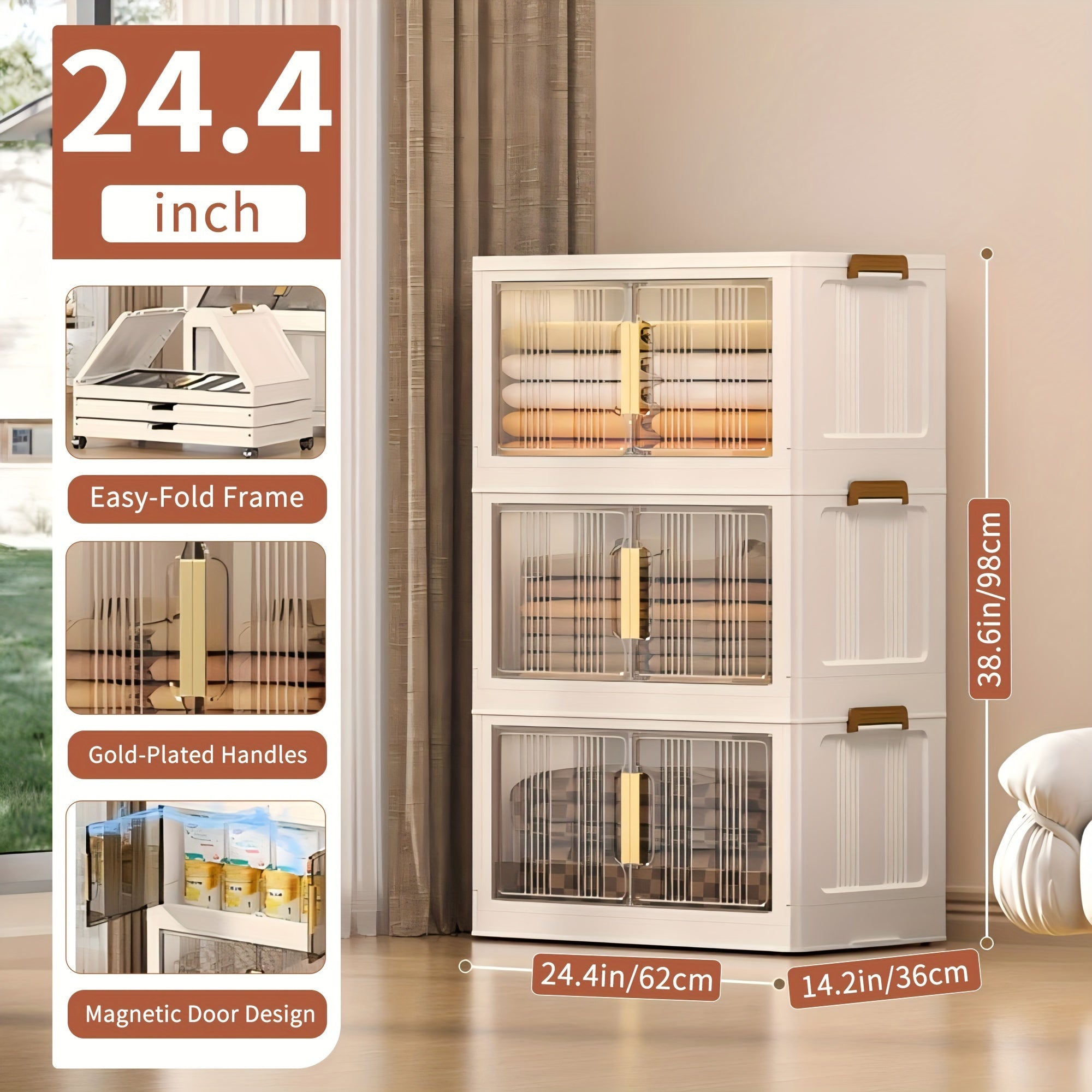 Premium Stackable Home Storage Bins – portable space-saving storage, 3 4 5-Tier Extra Large Folding Storage Cabinet - Plastic Storage Bins with Lids, designed for American homes, daily convenience and practical gifting