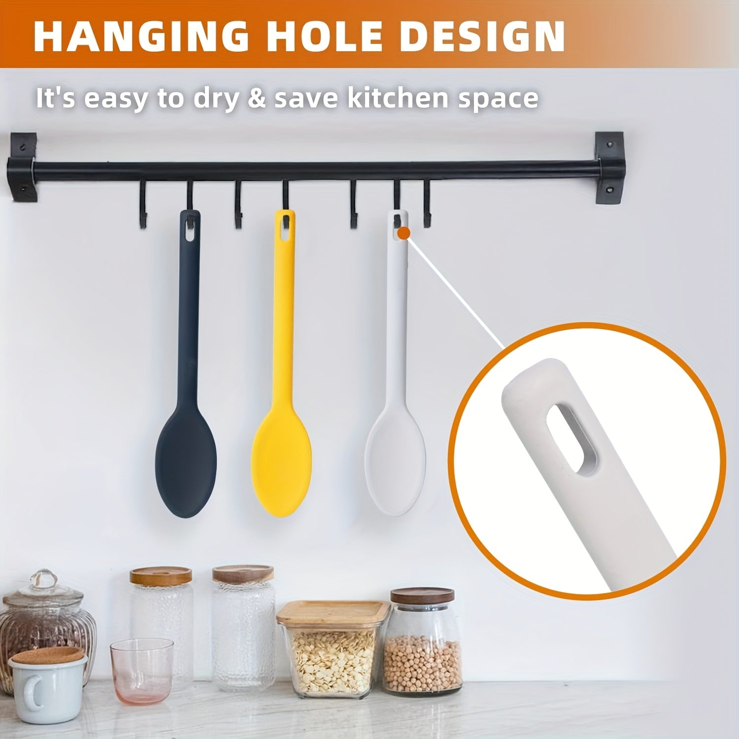3pcs Silicone Mixing Spoon Set, Non-Stick Heat-Resistant Cooking Utensils For Stirring, Baking & Serving, Safe For Nonstick Cookware, Ideal For Cooking, Serving, And Mixing (White, Black, Yellow)