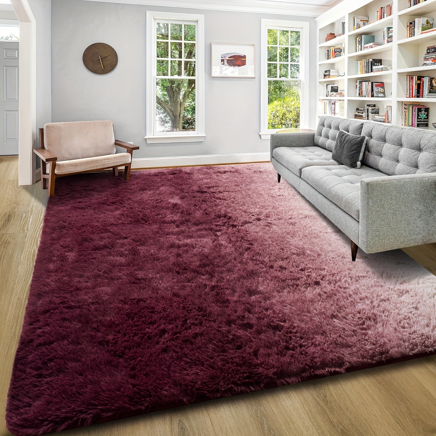Area Rug – 1pc Luxurious Rectangular Shaggy Plush Carpet Rug - Soft, Fluffy, Tie-dyed, Solid,