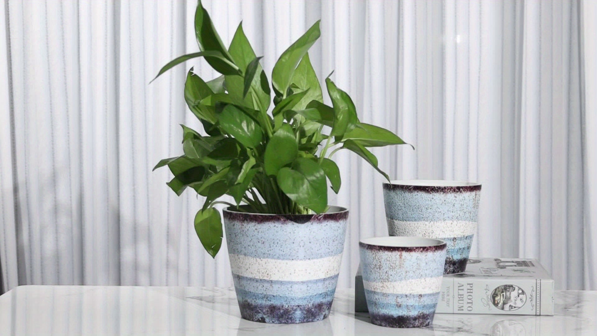 Premium 3pcs Decorative Flower Vase – tabletop floral display and modern home decor, 3pcs Set PolyStone Modern Round Planters - Lightweight Weather-Resistant Indoor Outdoor Flower Pots with, designed for American homes, daily convenience and practica