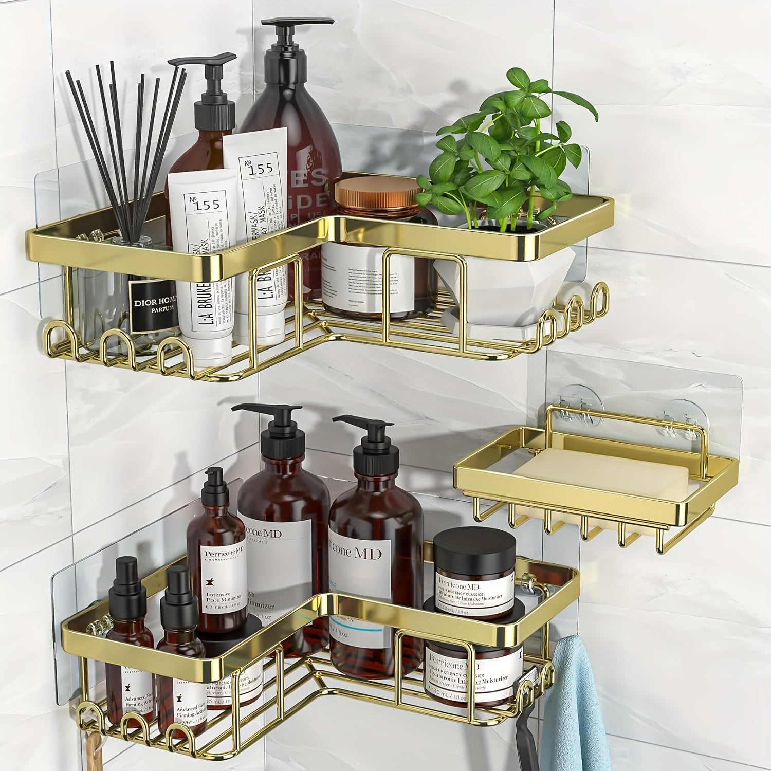 Storage Rack – Versatile Adjustable Home Storage Rack durable multi-purpose storage Corner Adhesi