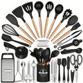 Compact Kitchen Cookware Set – versatile meal preparation, Set of 44 Silicone Cooking Tools with a Storage Holder Made from Nonstick Materials, designed for American homes, daily convenience and practical gifting