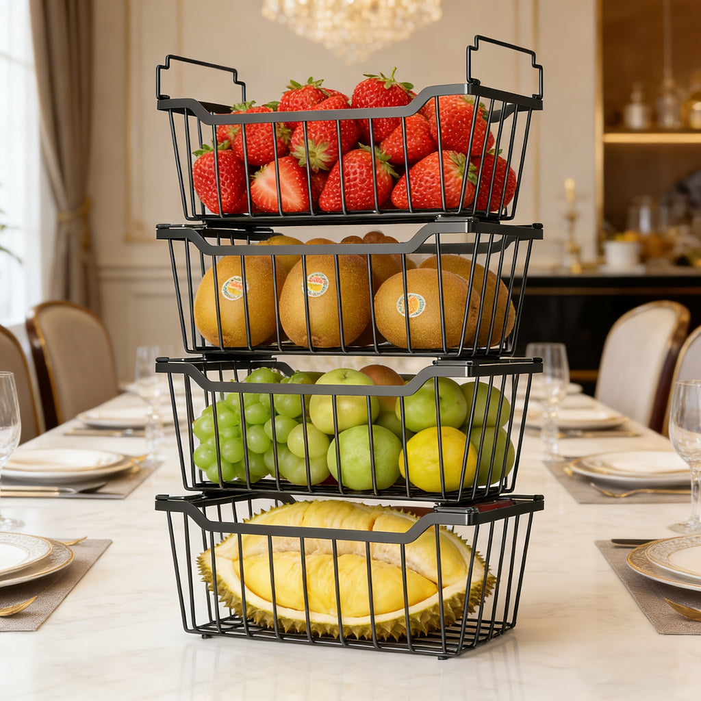 Stackable Freezer Organizer Bins with Foldable Handle - Efficient Refrigerator Storage Rack for Improved Space Utilization & Easy Access - Durable Design for Chest Freezer, Not Just for Freezers