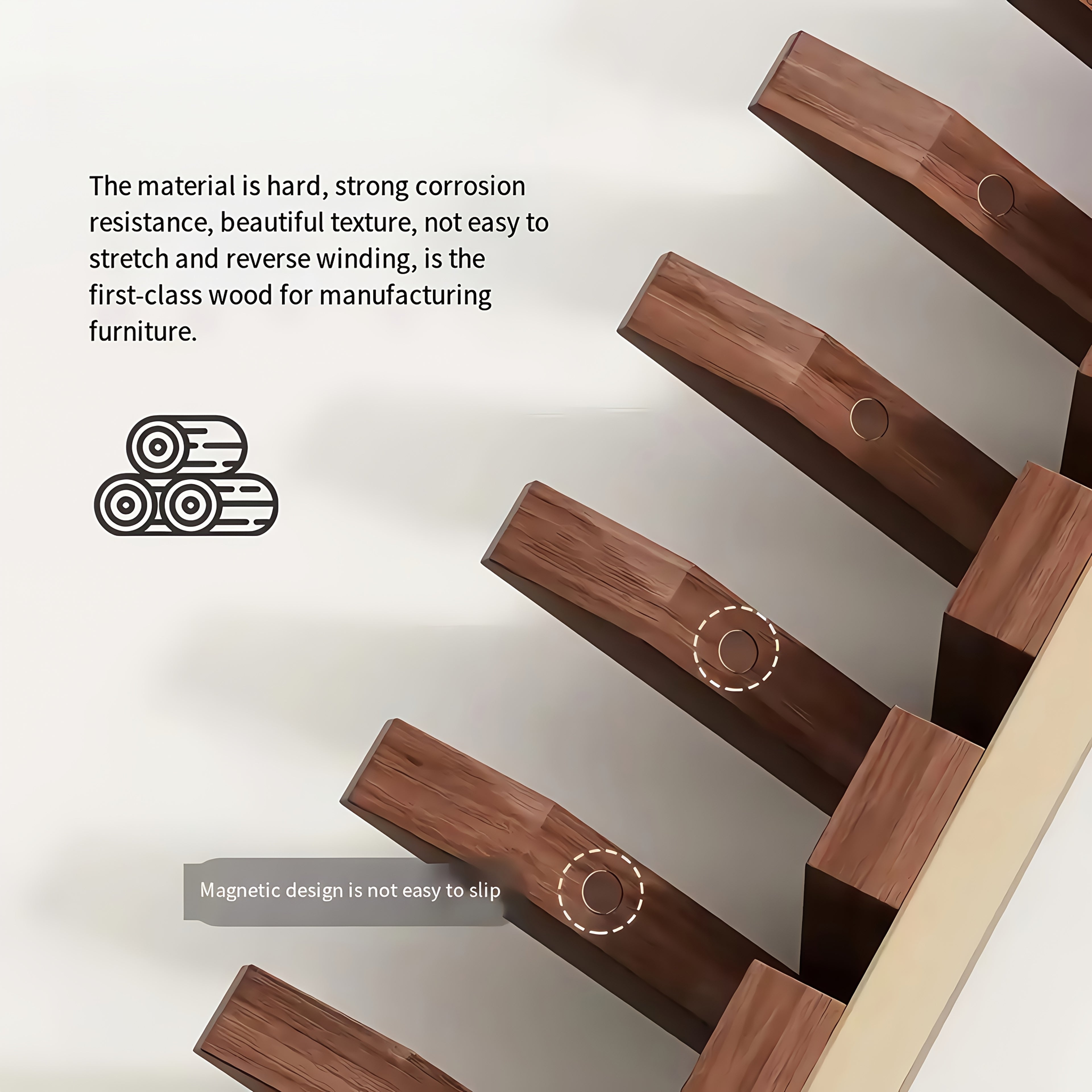 Versatile 1pc Adjustable Home Storage Rack – durable multi-purpose storage, 1pc Natural Wood Wall-Mounted Coat Rack with 10 Hooks - Piano-Shaped Accordion Design Walnut, designed for American homes, daily convenience and practical gifting