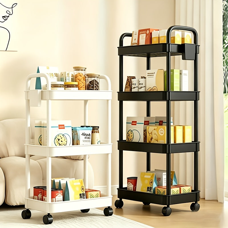 Modern Adjustable Home Storage Rack – durable multi-purpose storage, 3 4 5-Tier Plastic Rolling Utility Cart with Handle Multi-Functional Storage Trolley for Office, designed for American homes, daily convenience and practical gifting