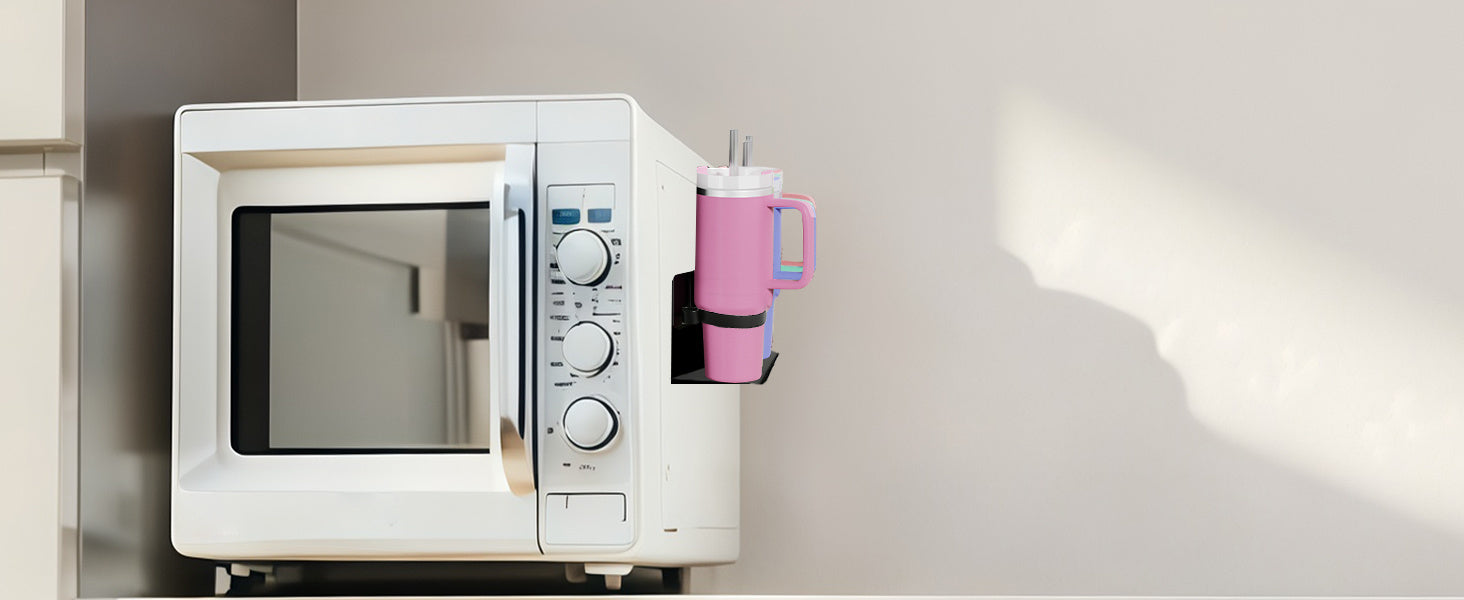Kitchen Essential – 4-Pack Magnetic Cup Holder for Refrigerator, Magnetic Tumbler Lid Organizer for 20Oz 30Oz 40Oz Cups, Water Bottle Holder Rack with 7 Hooks for Kitchen Fridge Cabinets (Bl