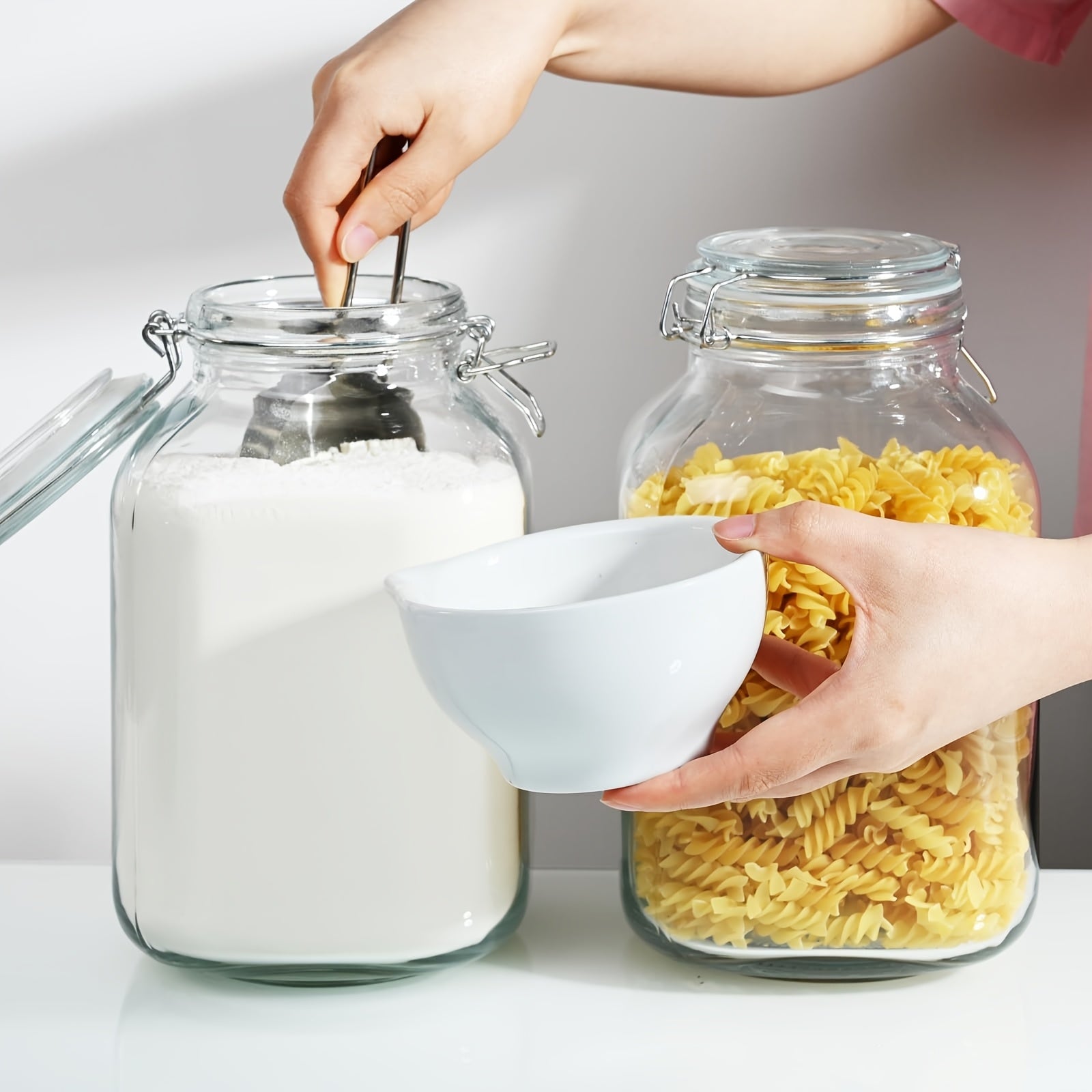Compact 106 Oz Mason Jar Set – clear reusable pantry storage, 106 Oz Square Glass Jars With Airtight Lid Large Mason Jars Wide Mouth Storage, designed for American homes, daily convenience and practical gifting