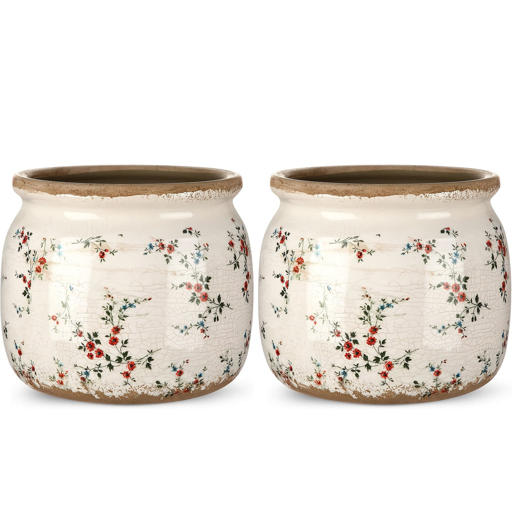 Space-Saving 2pcs Ceramic Flower Vase – tabletop floral display and modern home decor, Ninehaoou 2pcs Large Ceramic Suitable for Indoor Outdoor Use Vintage Beige Red, designed for American homes and practical gifting
