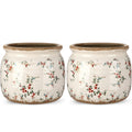 Space-Saving 2pcs Ceramic Flower Vase – tabletop floral display and modern home decor, Ninehaoou 2pcs Large Ceramic Suitable for Indoor Outdoor Use Vintage Beige Red, designed for American homes and practical gifting