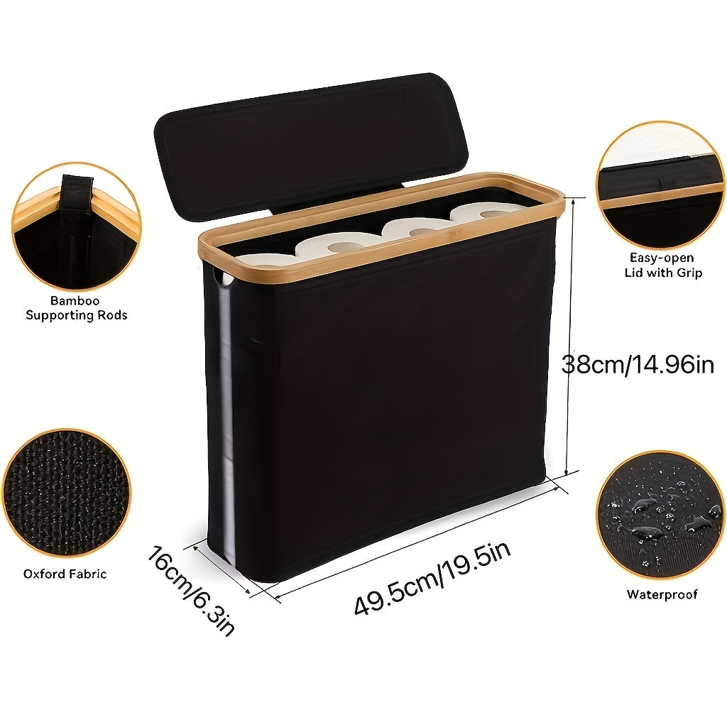 Smart Stackable Home Storage Bins – portable space-saving storage, Bamboo Toilet Paper Holder - Modern Bathroom Storage Cabinet Container Andkerchief Storage Box Laundry, designed for American homes, daily convenience and practical gifting