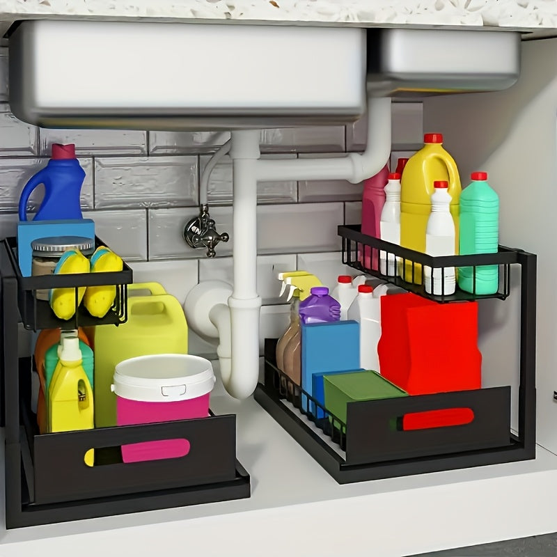 Home Organizer – Under Sink Organizer, Pull Out Cabinet Organizer 2 Tier Slide Out Sink Shelf Cabin