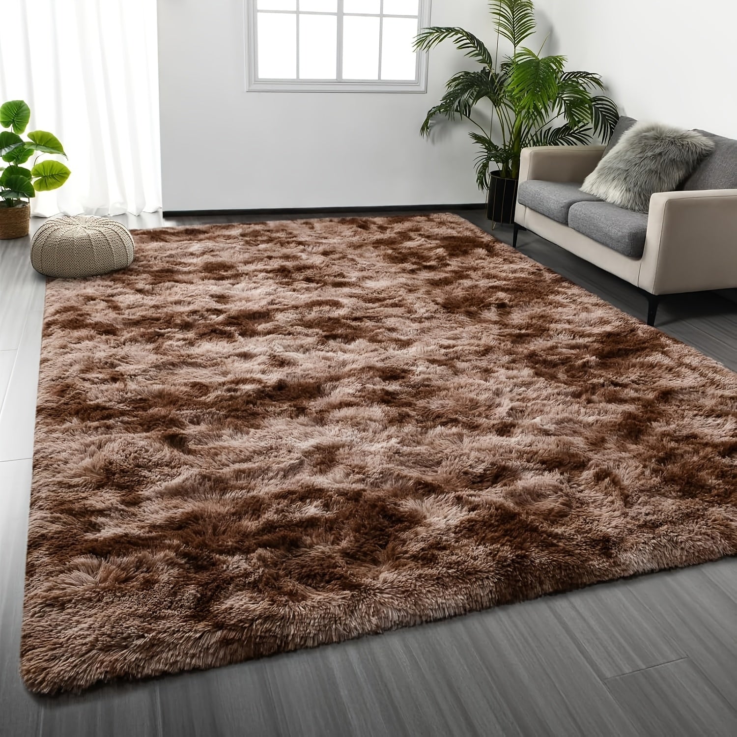 Area Rug – 1pc Luxurious Rectangular Shaggy Plush Carpet Rug - Soft, Fluffy, Tie-dyed, Solid,