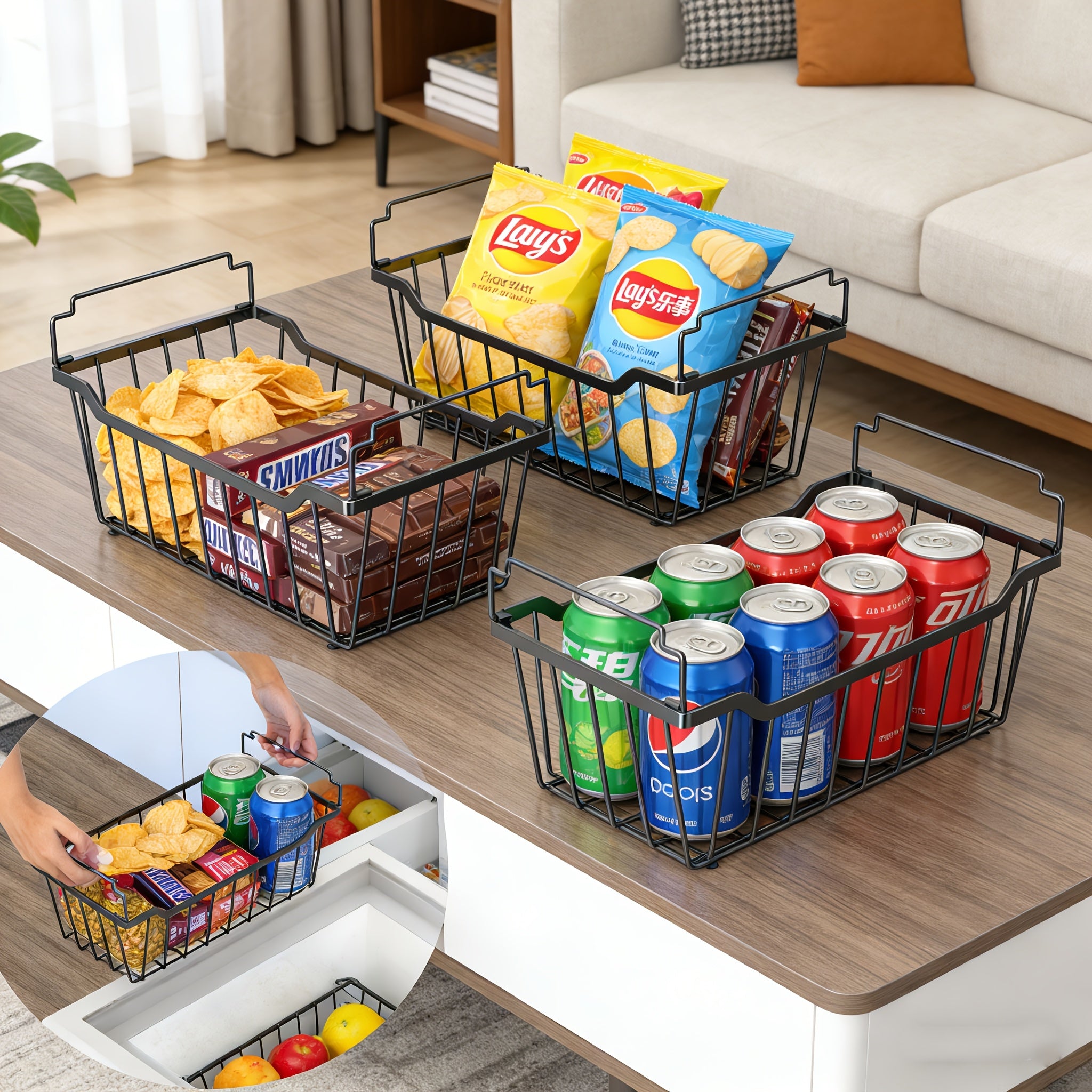Stackable Freezer Organizer Bins with Foldable Handle - Efficient Refrigerator Storage Rack for Improved Space Utilization & Easy Access - Durable Design for Chest Freezer, Not Just for Freezers
