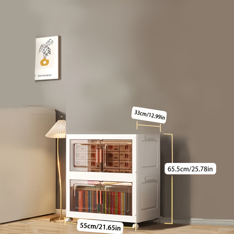 Home Organizer – Stackable Plastic Storage Cabinet with 2 to 5 Tiers Featuring Doors And