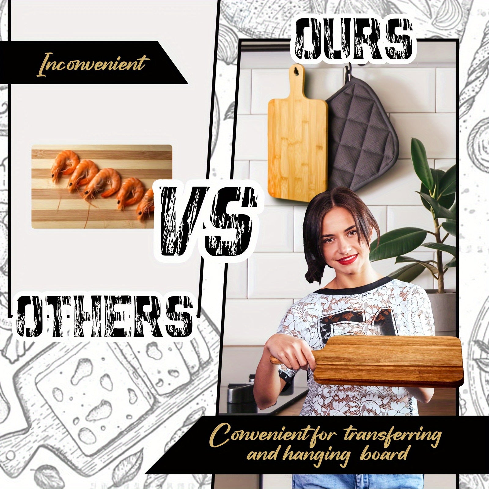 Versatile Kitchen Cutting Board – durable food prep and serving, 10 DIY Acacia Wood Cutting Boards with Handles - 11 7 Inches X 8, designed for American homes, daily convenience and practical gifting