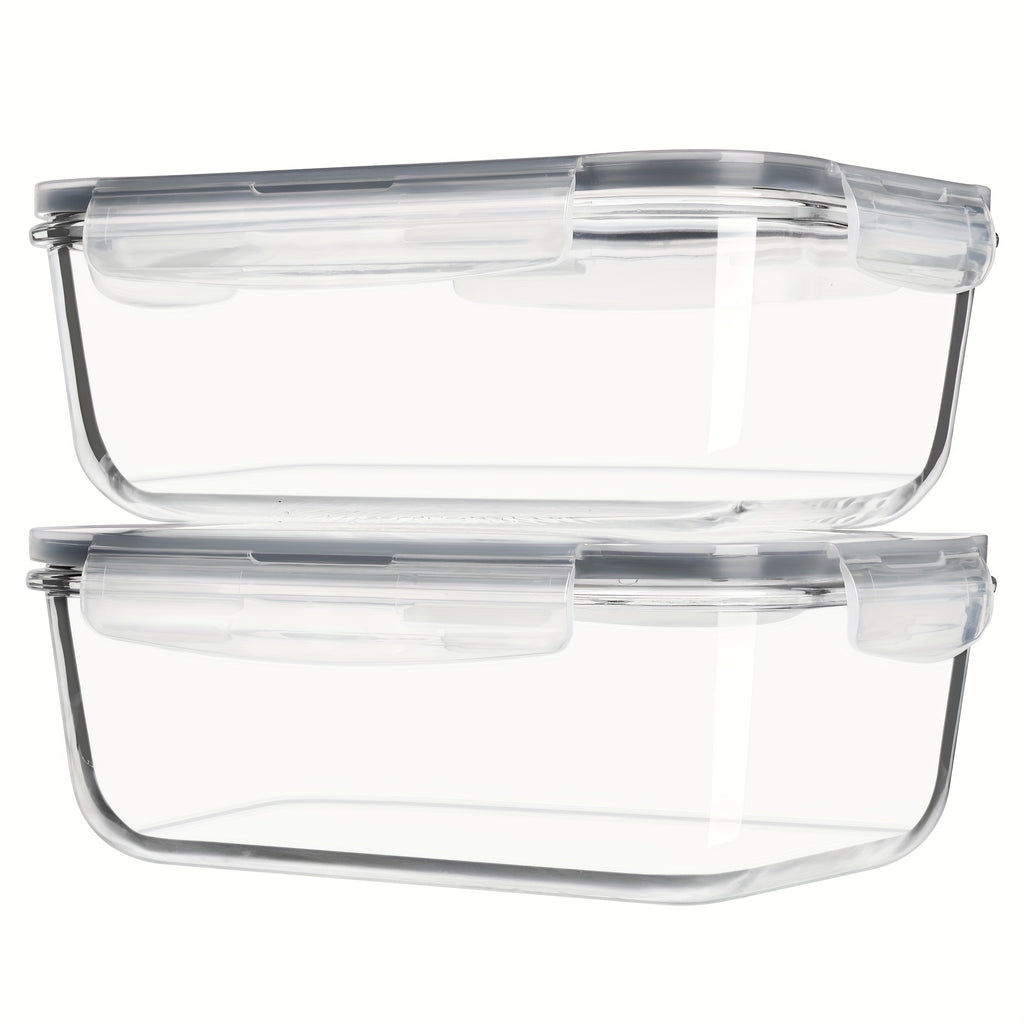 1860Ml/ 63Oz Large Glass Storage Containers with Lids, 2Pack Food & Dish Transport-Bus Tubs, Meal Prep Food Container Set with Snap Airtight Lid, Leak Proof, for Food Storage And Transportation